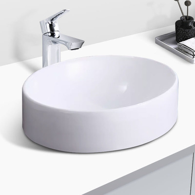 科勒椭圆形白色陶瓷时尚脸盆