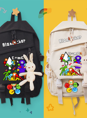 火柴人Alan Becker动画AB柴五色组卡通同人周边 双肩包 书包 背包