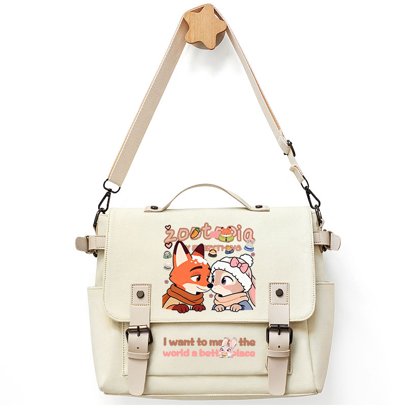 疯狂动物城周边兔朱迪尼克狐同人动漫可爱卡通斜挎单肩包帆布包女 - 封面