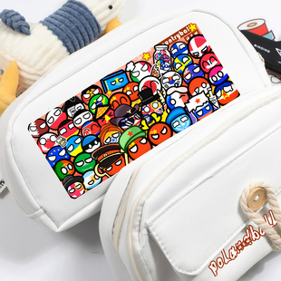 波兰球可爱团子吧唧CH国拟猫拟周边帆布收纳包文具袋大容量笔袋五常苏联各国家球动漫谷子二次元学生文具盒