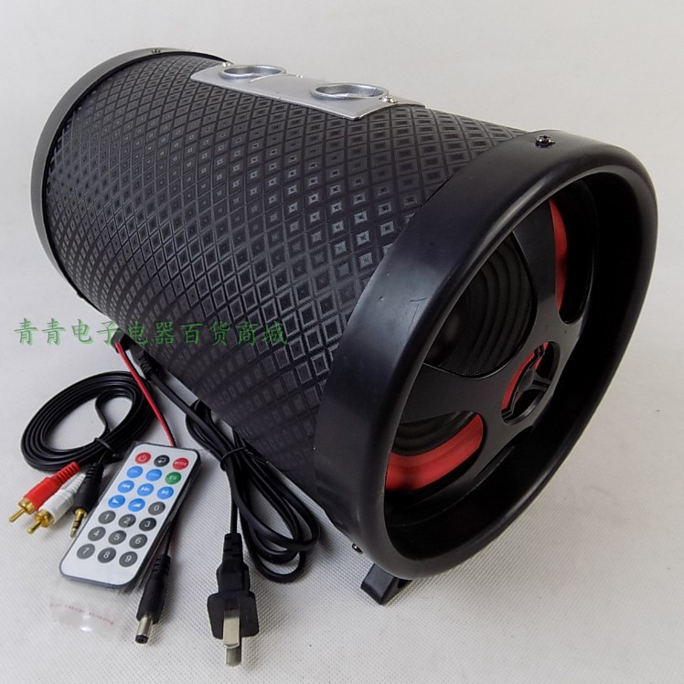 新6寸车载低音炮 12V24V220V遥控插卡蓝牙双话筒音响萨朗登音箱厂
