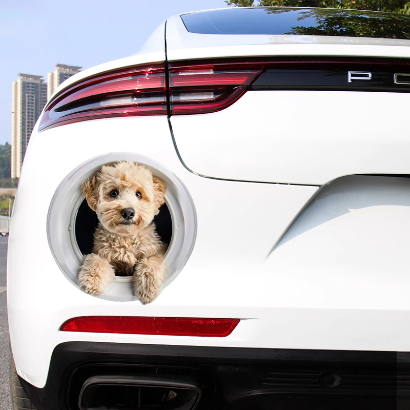 3D立体可爱小狗车贴汽车油箱盖车窗三角玻璃装饰遮盖贴车身贴