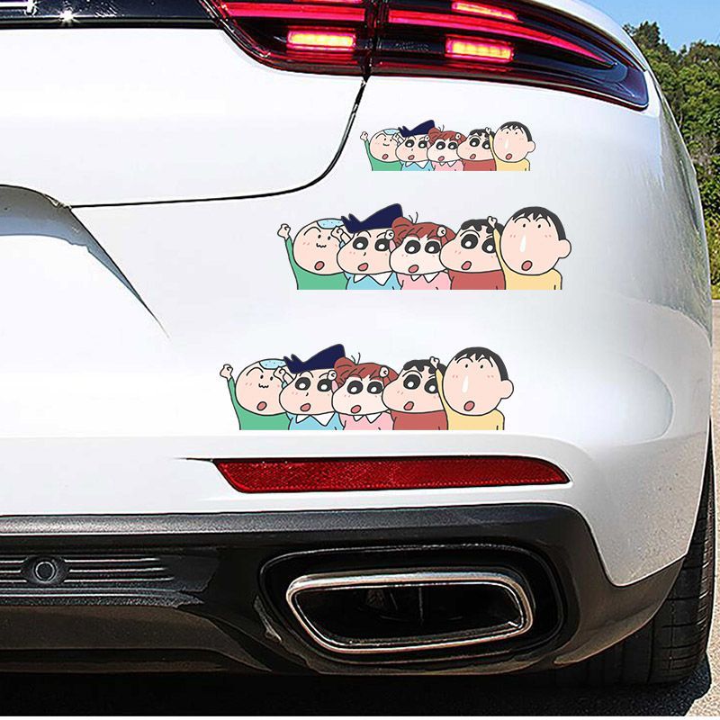 卡通可爱春日部防卫队蜡笔小新车贴创意趣味长条汽车划痕遮挡贴纸