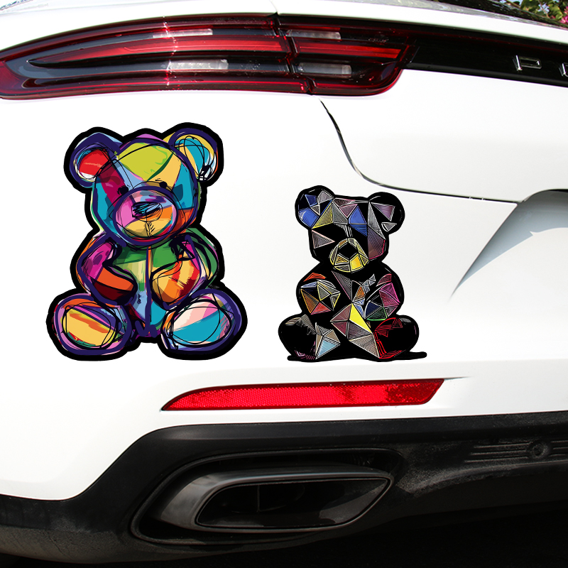 艺术小熊汽车贴纸个性创意卡通车贴笔记本车身玻璃划痕遮挡装饰贴