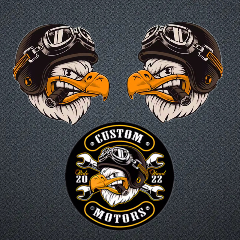 汽车贴纸电动车机车复古车贴鹰头个性创意哈雷头盔行李箱装饰贴纸
