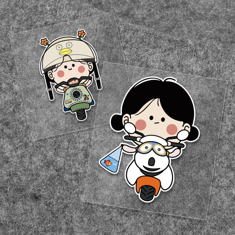 电动车贴纸雅迪小牛爱玛卡通可爱小女孩汽车摩托装饰贴防水防晒贴