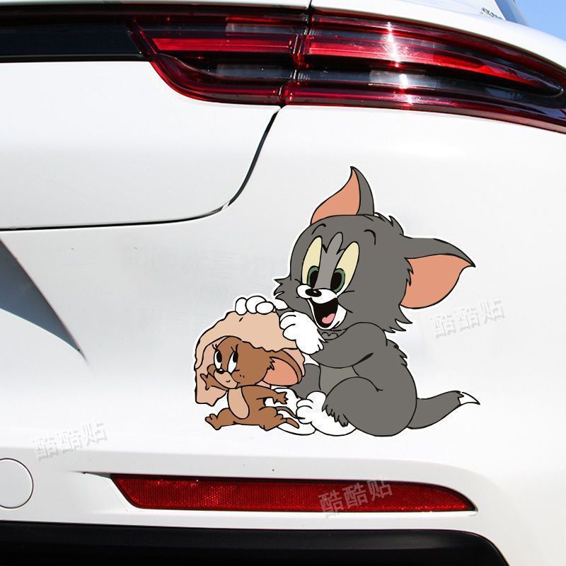 经典动漫猫和老鼠汤姆杰瑞车贴纸汽车电动车刮痕遮挡划痕遮挡贴画