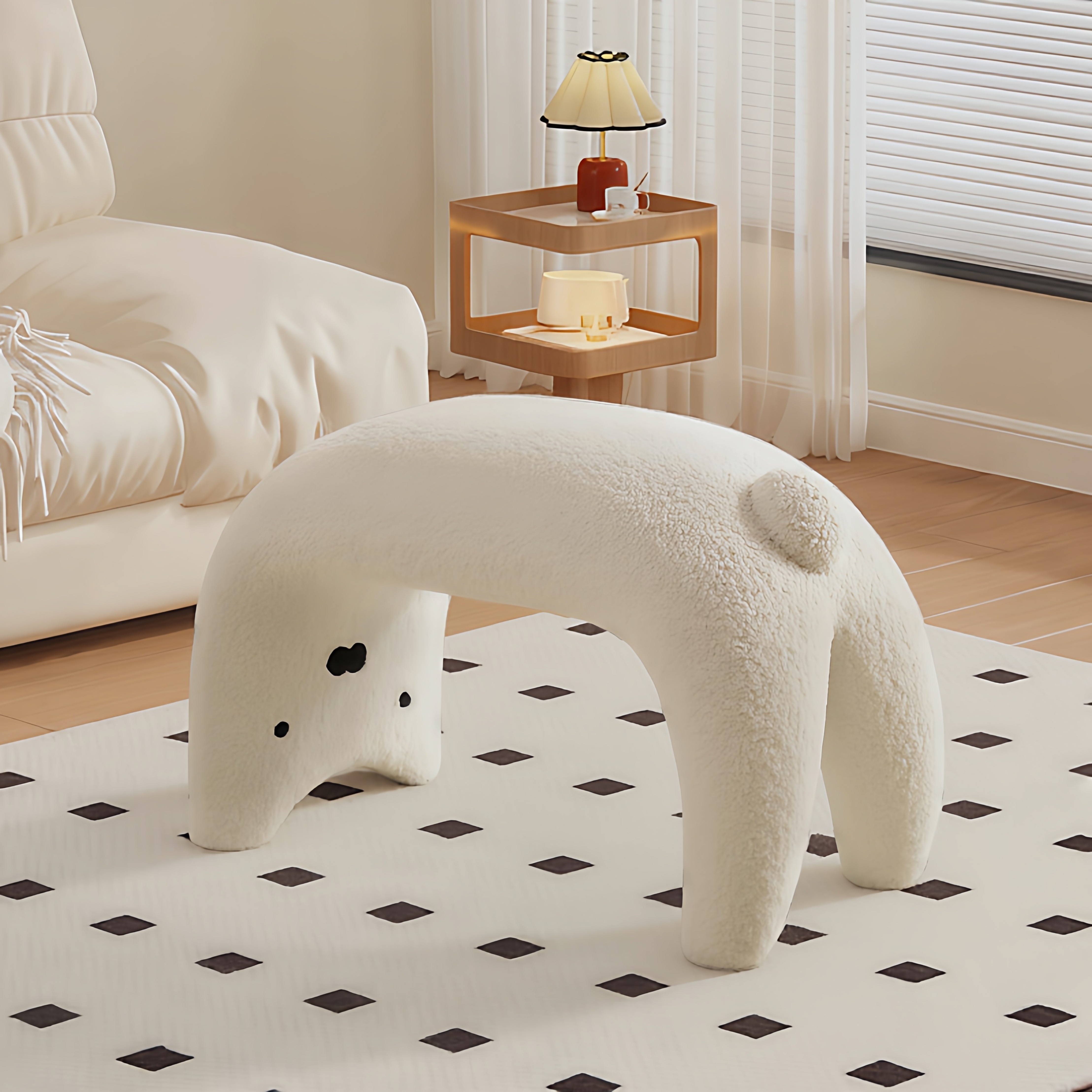 猫咪毛绒凳子创意奶油风下腰异形凳家用女生精致卡通高颜值梳妆凳,住宅家具,卡通凳/异形凳,淘宝优惠券,粉丝福利购,淘宝优惠卷