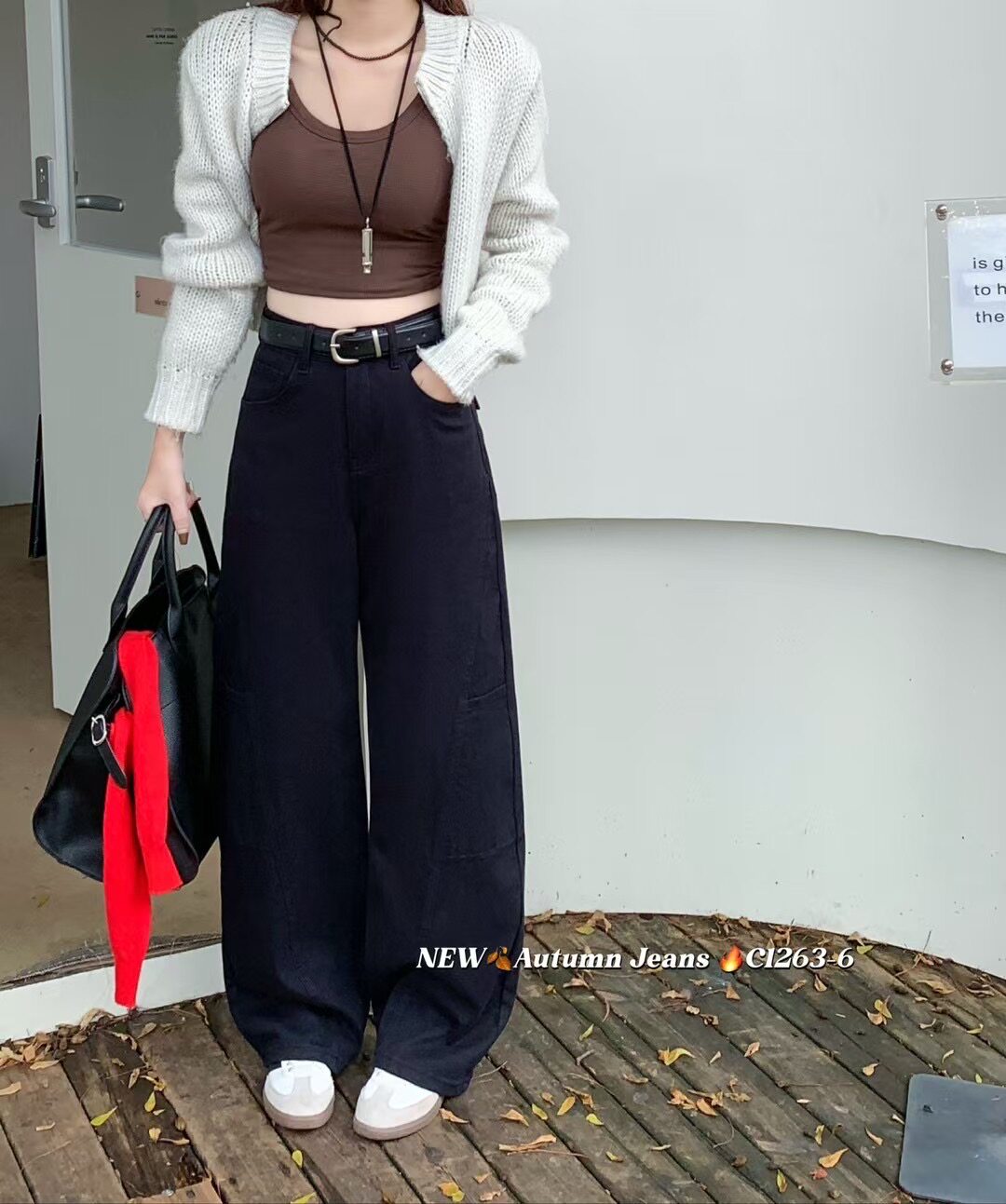 欧货爆款蓝舟牛仔裤女2025秋冬弯刀裤藏青色显瘦高品质直筒加绒
