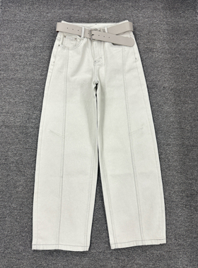 欧货牛仔裤女2026早春新款老钱灰白色弯刀裤宽松显瘦直筒裤百搭