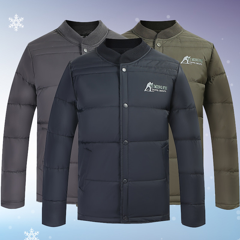 新款中老年鸭绒丝服男加厚保暖内胆秋冬短款内外穿大码中年爸爸装