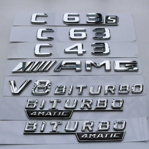 适用新款奔驰C级C63S C43 AMG后尾标V8BITURBO 4MATIC6.3车标车贴