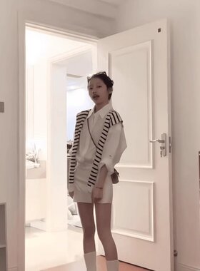 韩系披肩白色衬衫裙女2026夏季小众设计感上衣气质连衣裙