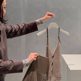 气质一整套ootd穿搭咖色挂脖背心上衣女夏季 半身裙两件套 复古时尚