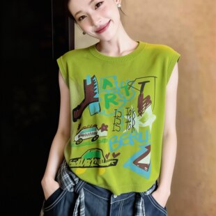 2026新款 时尚 显瘦无袖 T恤背心女夏季 百搭设计感上衣 修身