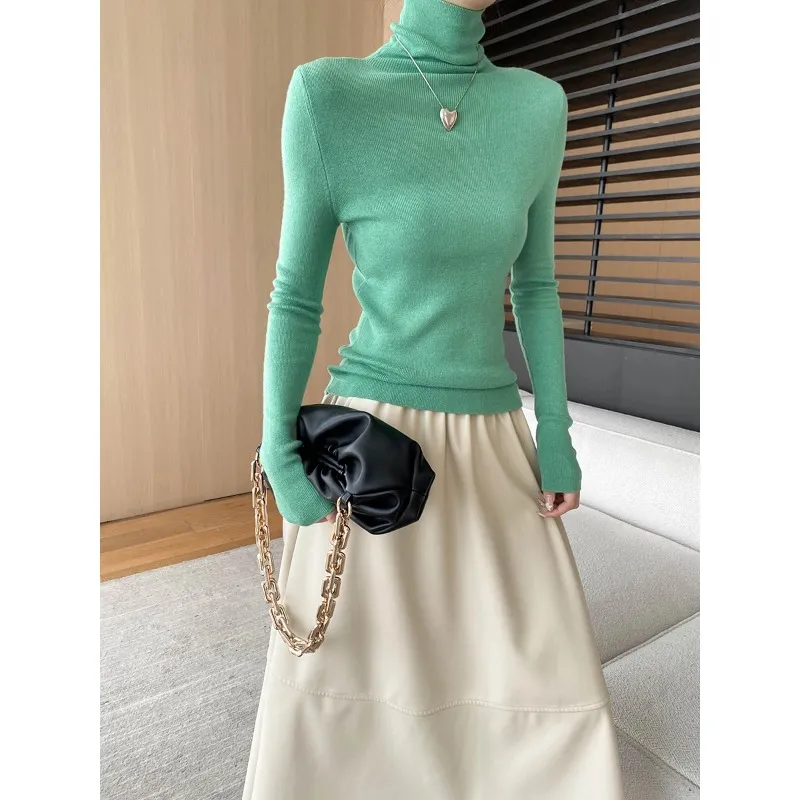 司南 秋日调色盘 基础款纯色法式堆堆高领修身针织打底衫 SN6303