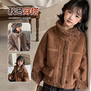 儿童全羊毛皮草外套5女童7冬季8短款9复合14岁大小姐皮毛一体大衣