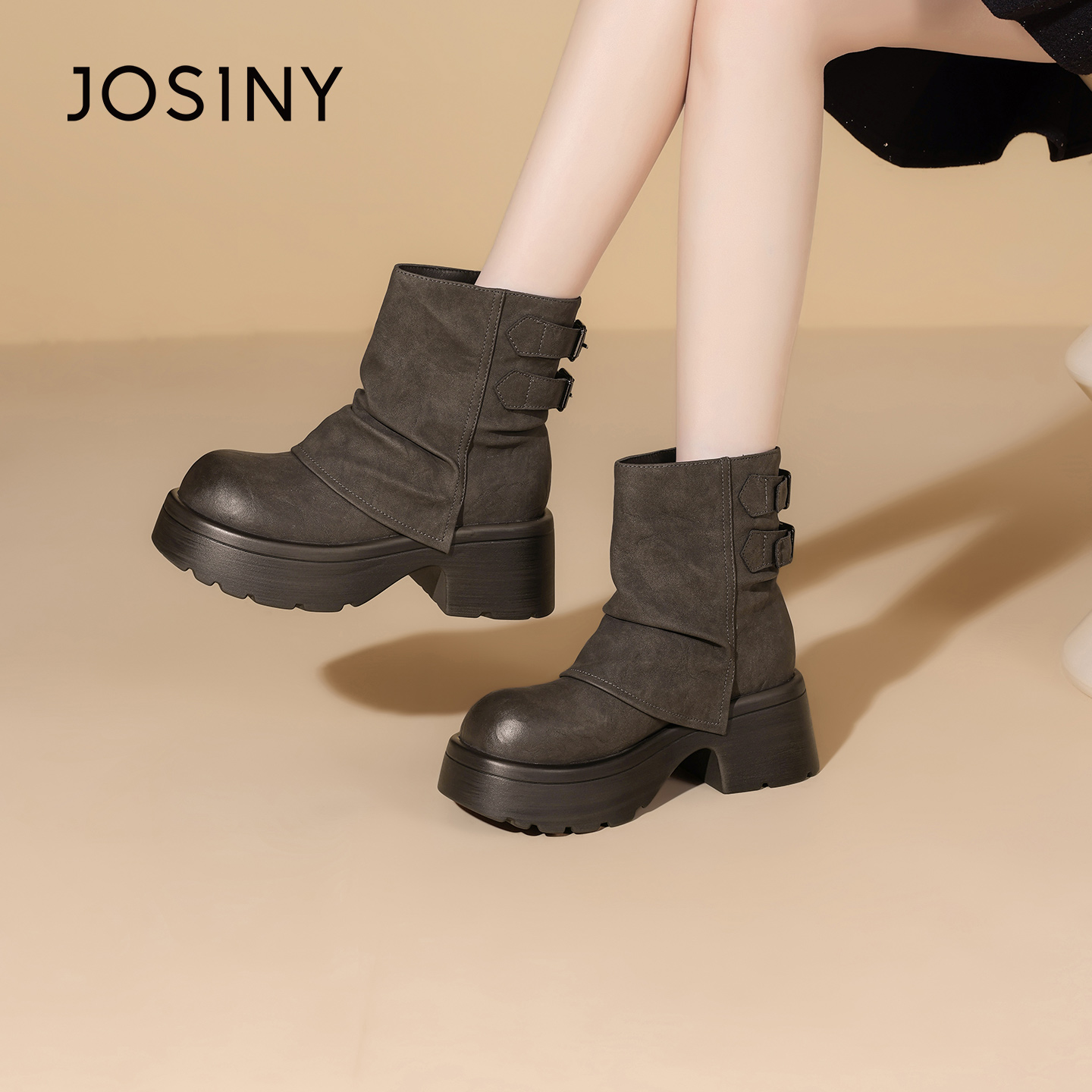 卓诗尼小个子短靴女2025新款