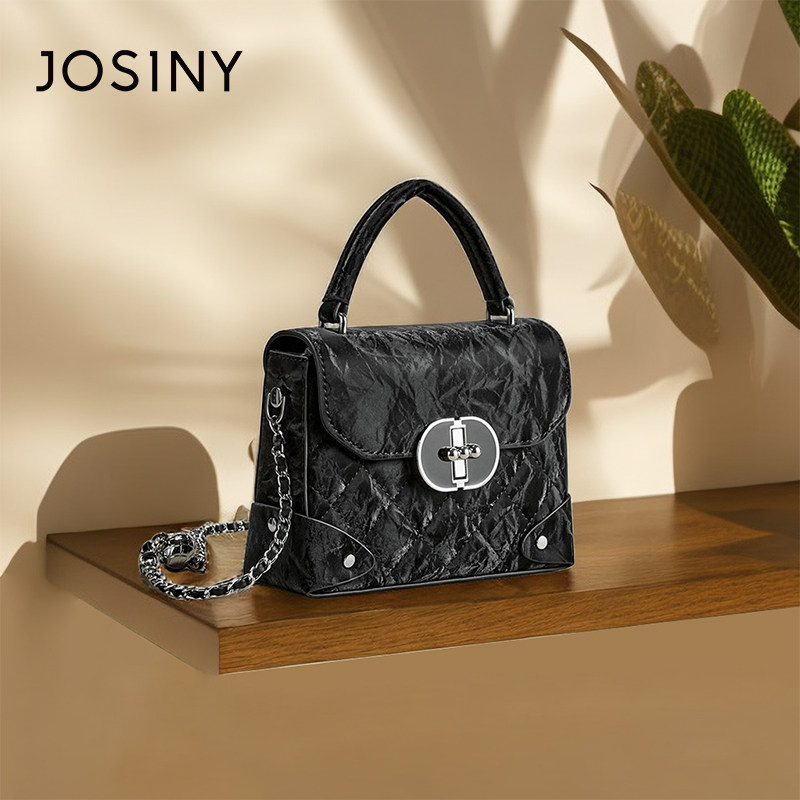 卓诗尼女包2024新款轻奢斜挎包女链条小包黑色包包商场412410625