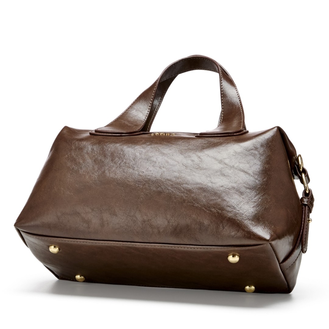 Josiny/卓诗尼复古棕色全皮手提包女美拉德风大容量通勤包枕头包