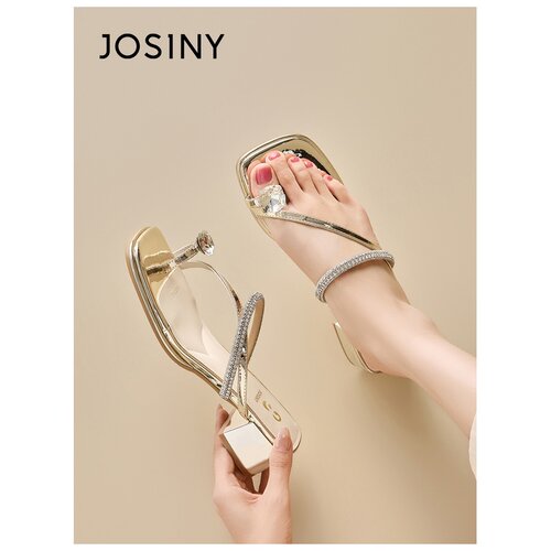 Josiny/卓诗尼一字拖鞋女2026新款夏季外穿粗跟百搭不累脚凉拖鞋