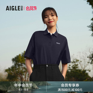 明星同款 速干短袖 AIGLE艾高夏季 上衣 吸湿凉爽POLO衫 T恤女法式