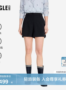 AIGLE艾高WR防泼水凉感UPF50+防晒运动速干短户外休闲裤子女