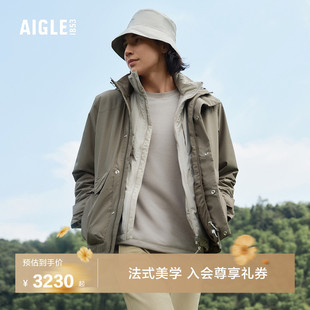 AIGLE艾高男士 棉袄棉衣 棉服外套PERTEX轻量户外防水透汽上衣冬季