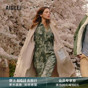 连衣裙T恤短袖 AIGLE艾高夏季 领中长款 女士户外休闲时尚 上衣 polo衫