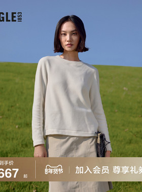 AIGLE艾高Polartec女士户外保暖休闲圆领抓绒内胆衣法式上衣外套