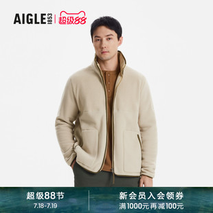 AIGLE艾高新款 外套 戶外保暖防風鎖溫加厚全拉鏈抓絨休閑上衣男士