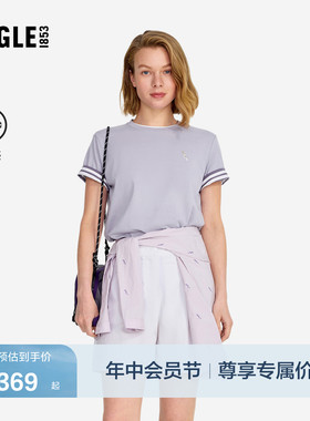 AIGLE艾高女士上衣凉感罗纹圆领T恤法式时尚户外休闲短袖BF62