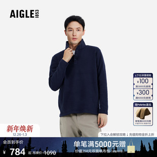 新品 25年冬季 上衣Polartec保暖抓绒衣户外打底衫 AIGLE艾高男士