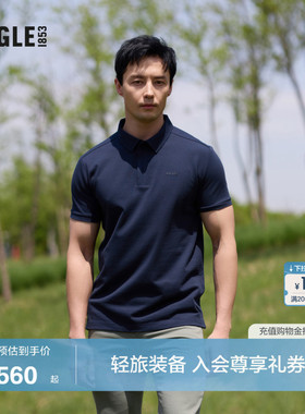 AIGLE艾高夏季速干短袖运动休闲时尚POLO衫法式T恤男士蓝色上衣