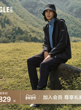 AIGLE艾高男士长裤防泼水户外休闲裤黑色裤子直筒裤BO90