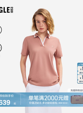 AIGLE艾高女士短袖T恤速干凉感polo衫户外休闲上衣经典春款BZ67