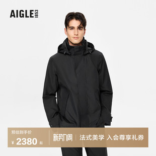 AIGLE艾高黑色外套法式 TEX户外夹克户外休闲外套男BG11 上衣GORE