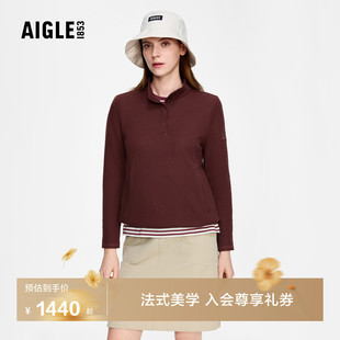 百搭BO00 AIGLE艾高女士上衣Polartec户外保暖半拉抓绒衣打底衫