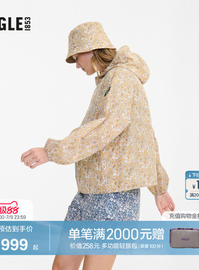 AIGLE艾高女士轻量夹克防泼水法式时尚户外休闲衣印花连帽BF92