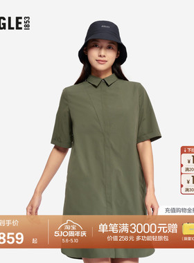 AIGLE艾高女士衬衫裙户外休闲衣防紫外线速干短袖连衣裙夏季BF40