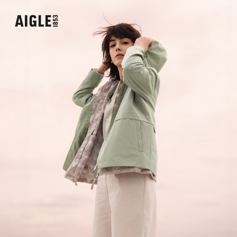 【夏季上新】AIGLE艾高GTX-WS防风透汽连帽收腰风衣外套女装上衣
