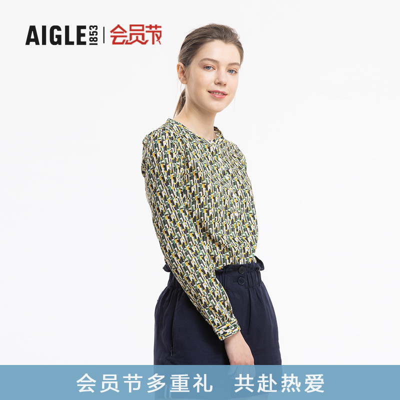aigle艾高女款半开襟印花衬衫