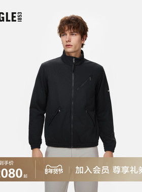 AIGLE艾高软壳行政夹克运动黑色法式上衣男士户外休闲外套