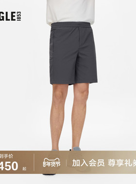 AIGLE夏秋季运动男士短裤吸湿户外简约跑步速干休闲黑色裤子男款