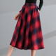 蕗依春秋半身裙长裙伞裙大摆格子中长款 复古跳舞时尚 新广场舞裙子