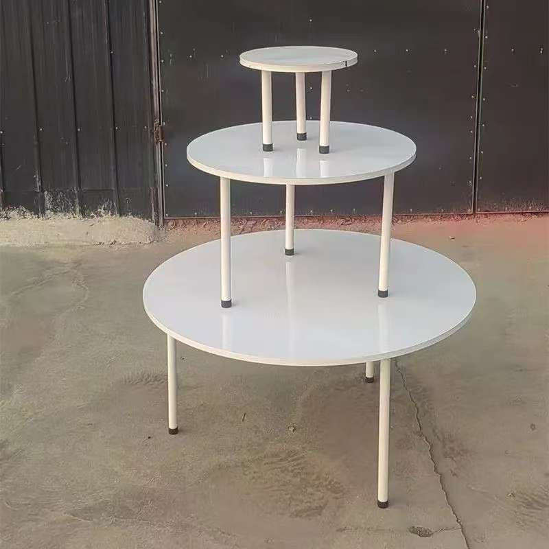 婚庆铁艺道具白色三层蛋糕桌婚礼甜品台桌布摆台生日派对布置装饰