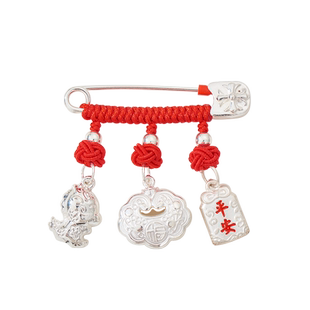 纯银小别针生肖龙蛇宝宝孕妇平安胸针外出压惊新生儿婴儿满月礼物