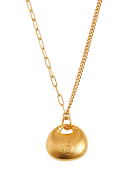 西施雨沙金男女周岁礼平安锁项链