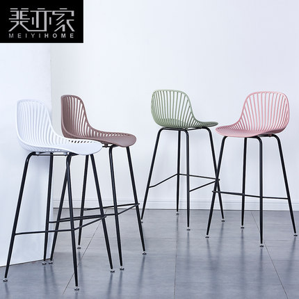 吧台椅高脚凳北欧式塑料现代简约酒吧椅子家用创意桌靠背吧凳网红