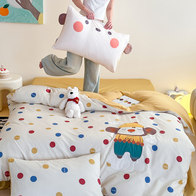 2025新款卡通嘻哈猴四件套黄色